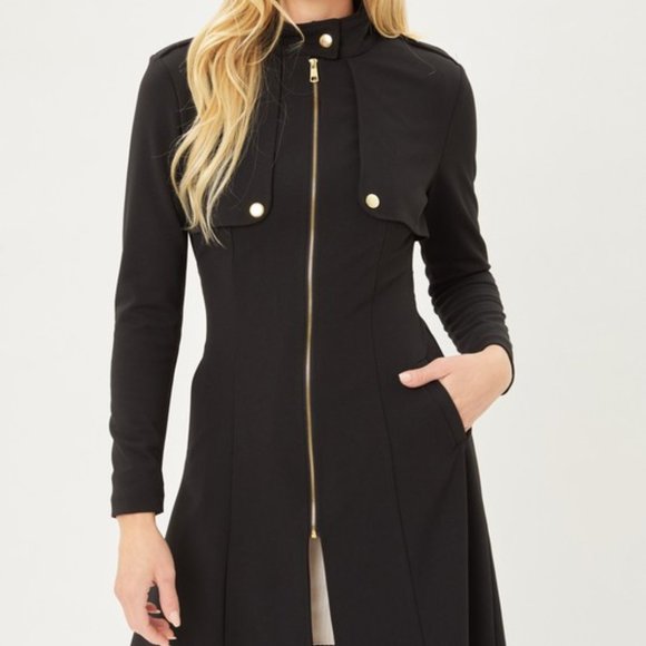 Love Tree Jackets & Blazers - *ONLY 1 LEFT*  Zip Up Long Line Trench Coat Jacket, with Waist Belt, Black